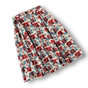 Floral Red and White Women's Skirt